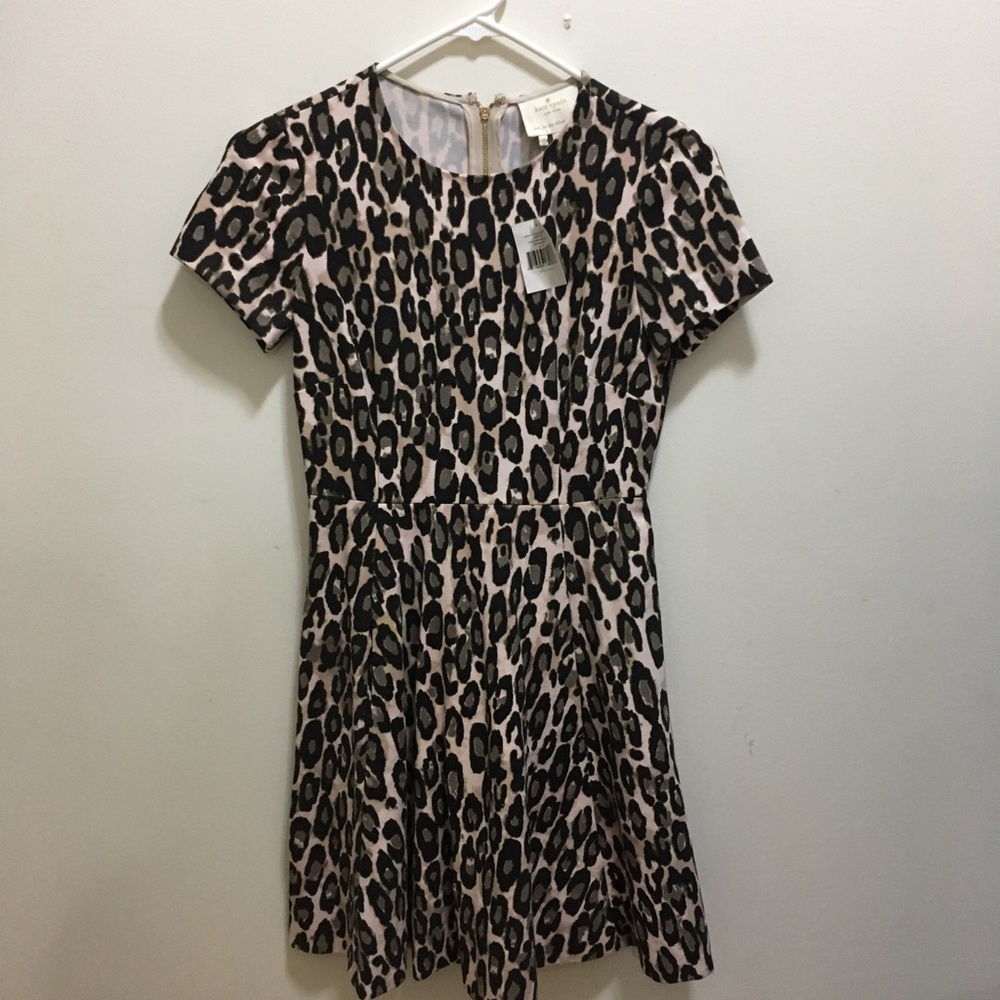 Kate spade autumn leopard flared dress size 00 nwt